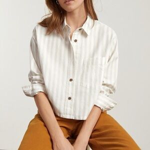 Everlane Cropped Stripe Button down Size XL